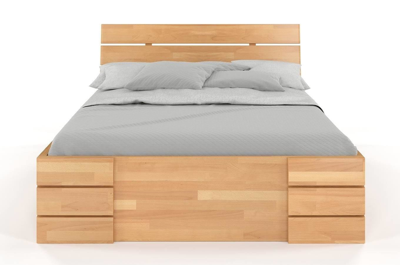 Łóżko drewniane bukowe Visby Sandemo High Drawers (z szufladami) / 90x200 cm, kolor palisander