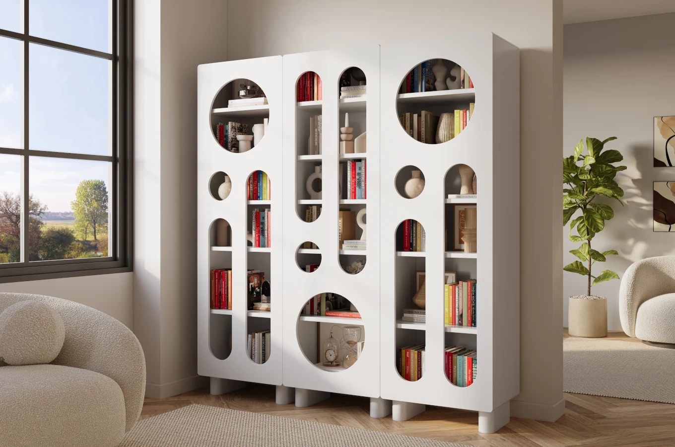 Nowoczesny regał z ażurowymi frontami Skandica OKO / szer. 60 cm