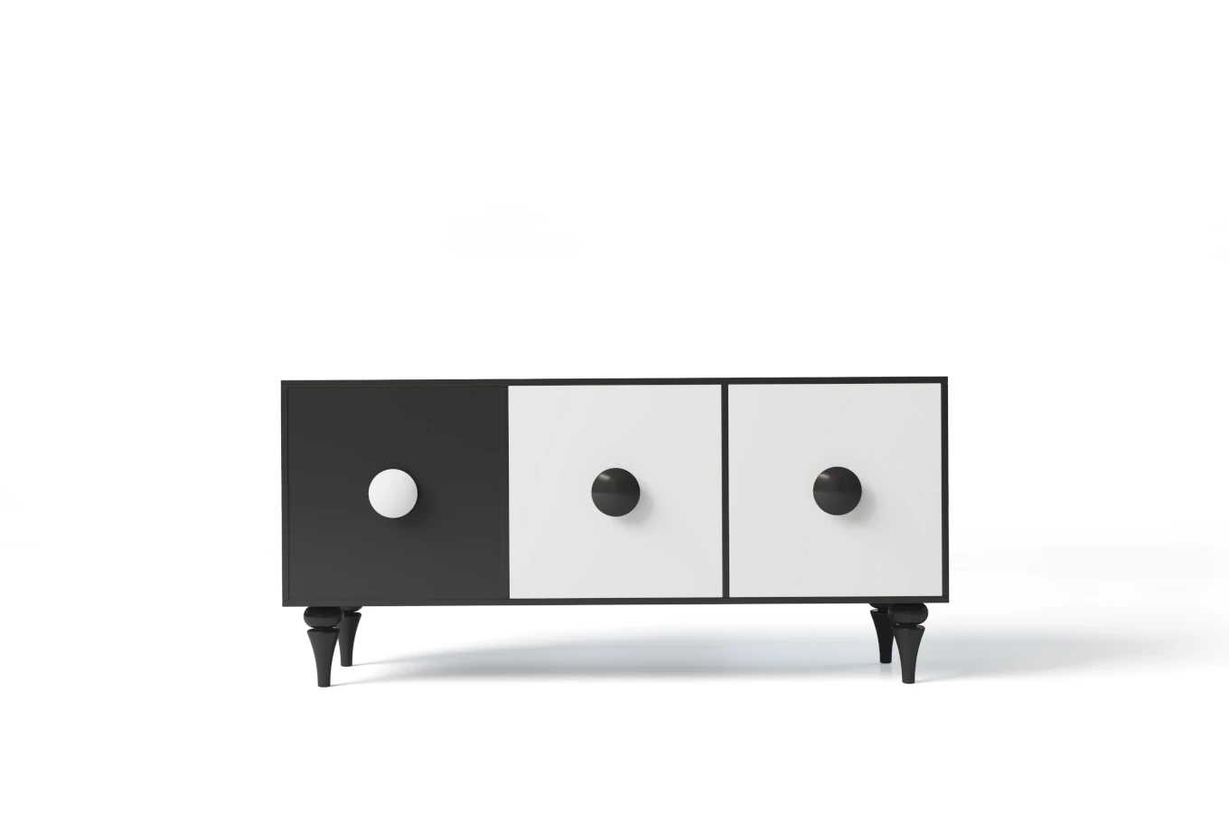 Nowoczesna czarno-biała komoda Dancan PARADIS / szer. 158 cm