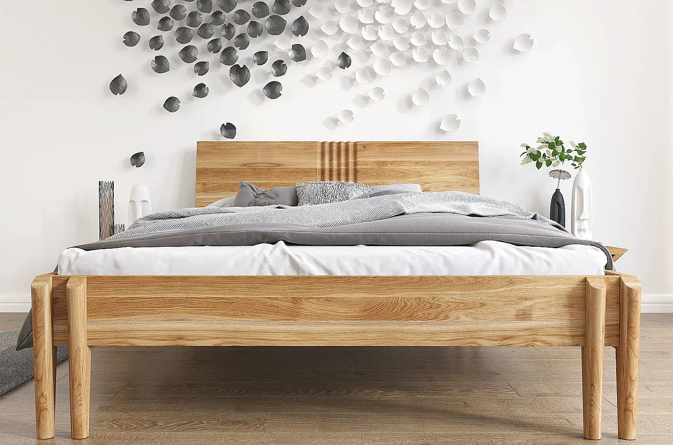 Łóżko drewniane dębowe Visby POZNAŃ / 120x200 cm, lakier naturalny