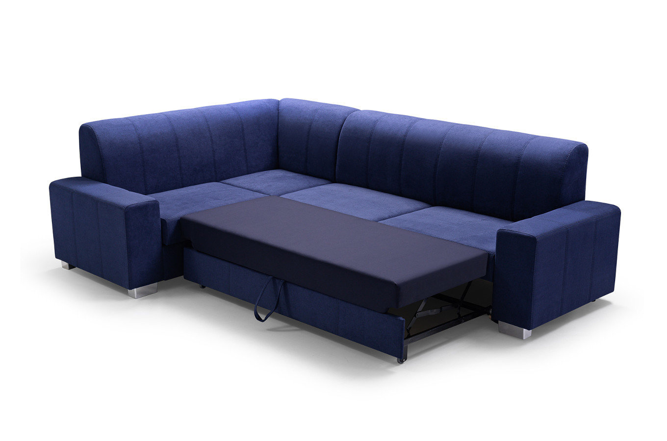 Nowoczesny rozkładany narożnik ARTUR z pojemnikiem na pościel + puf w zestawie