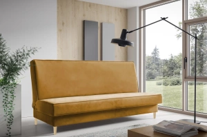 Nowoczesna sofa GOJA w skandynawskim stylu z funkcją spania i pojemnikiem na pościel