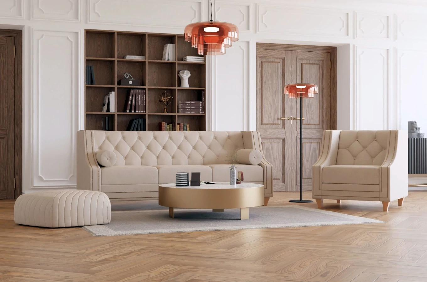 Elegancka 3-osobowa sofa RETRO z funkcją spania / szerokość 214 cm