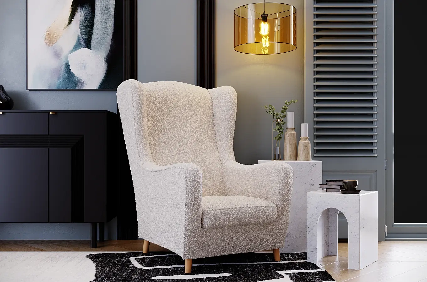 Fotel uszak Skandica AGNETA / 4 kolory tapicerki + 2 kolory nóg do wyboru!