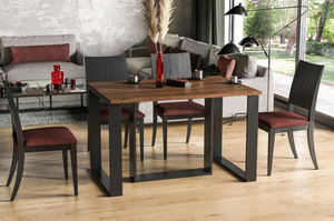 Nowoczesny rozkładany stół BORYS BIS na metalowych nogach 130-310 x 90 cm (dąb stirling)