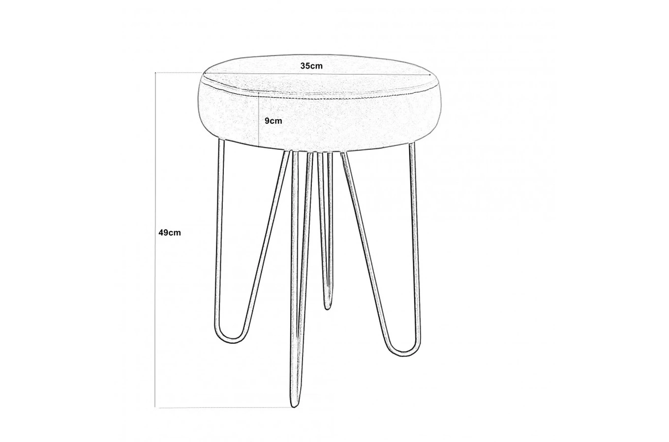 Tapicerowany taboret SECONDO na metalowych nogach / kolor tkaniny + podstawy do wyboru!
