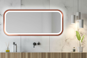 Prostokątne lustro MIRA LIGHT z oświetleniem LED / rama dostępna w 5 kolorach