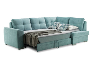 Elegancki narożnik AZURRA Mini z funkcją spania i pojemnikiem na pościel