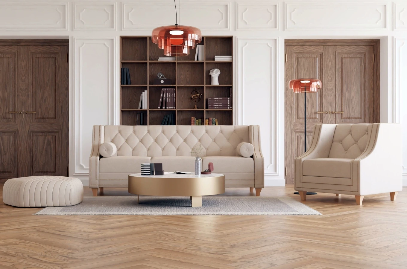 Elegancka 3-osobowa sofa RETRO z funkcją spania / szerokość 214 cm