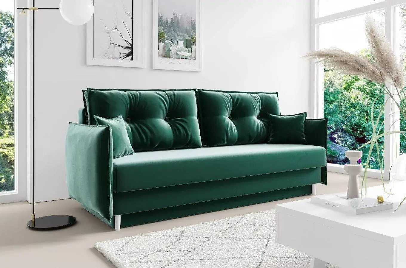 Elegancka sofa BRADLEY z funkcją spania i pojemnikiem na pościel