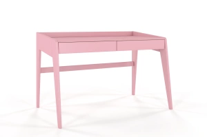 Drewniane biurko / toaletka z szufladami Visby LISA / kolor pudrowy róż / 125x70 cm