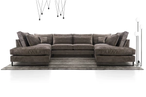 Nowoczesny narożnik LAURENTIA U z metalowymi nogami