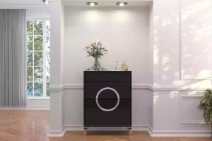 Elegancki, czarny zestaw mebli do przedpokoju Dancan EVELINE / wysoki połysk