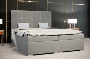 Eleganckie tapicerowane łóżko kontynentalne do sypialni CESAR z pojemnikiem na pościel