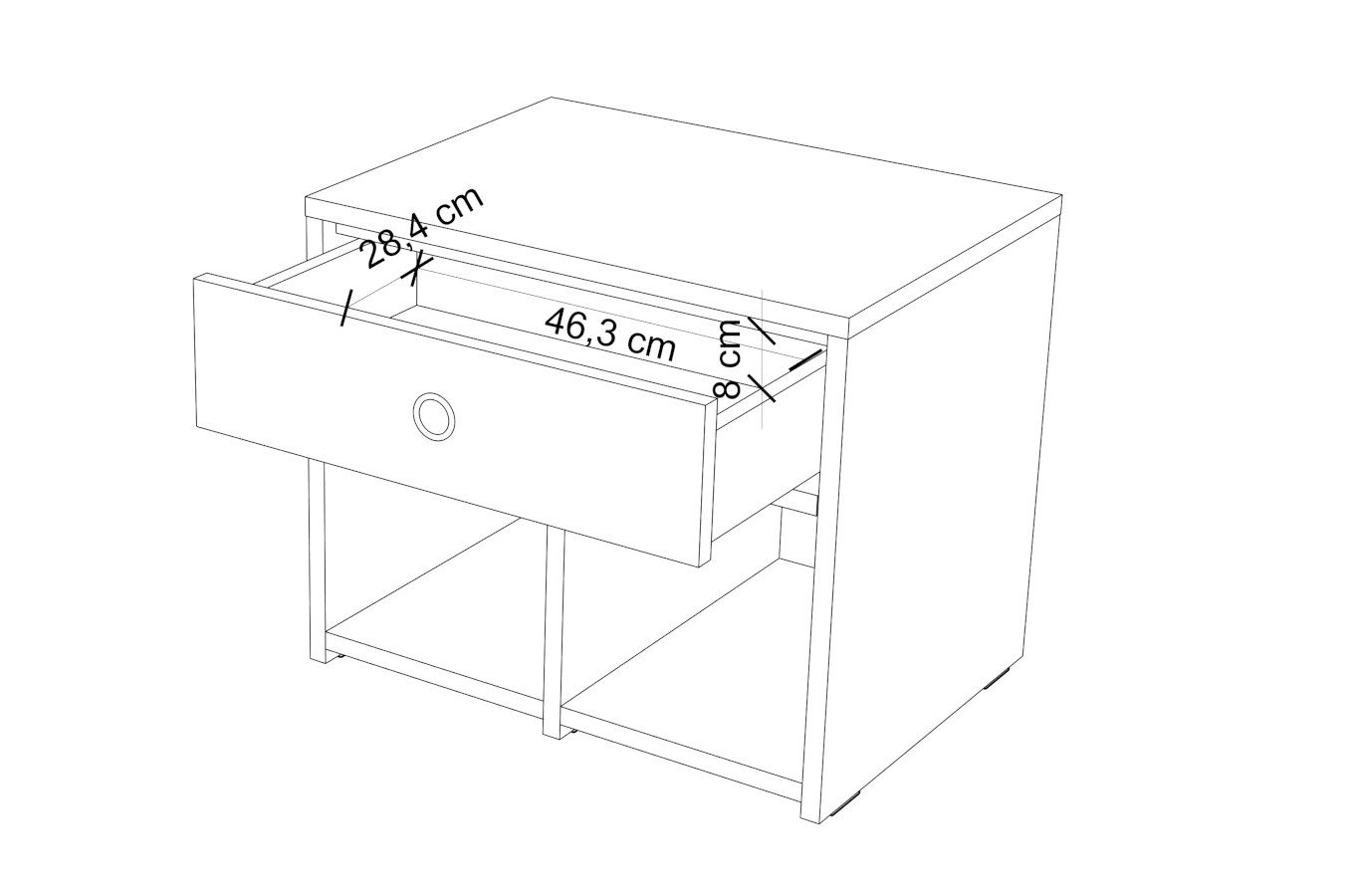 Biała szafka - siedzisko z półkami i szufladą Dancan MIRAGE wysoki połysk / szer. 54 cm