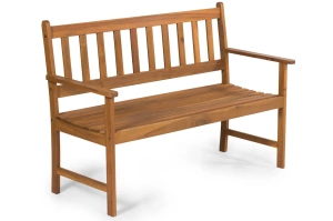 2-osobowa ławka ogrodowa SINTRA z drewna akacjowego z zieloną poduszką