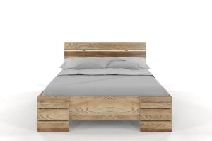 Łóżko drewniane dębowe Visby Sandemo High / 200x200 cm, olej retro