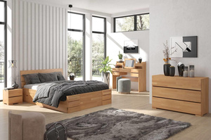 Łóżko drewniane bukowe Visby Sandemo High Drawers (z szufladami) / 90x200 cm, kolor palisander