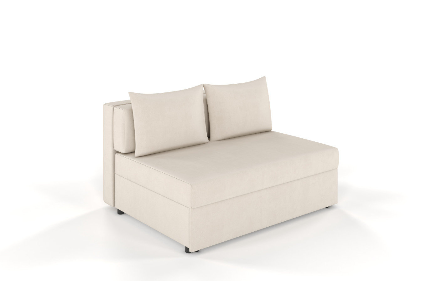 Beżowa rozkładana sofa Dancan OLGA z funkcją spania i pojemnikiem na pościel / szerokość 136 cm