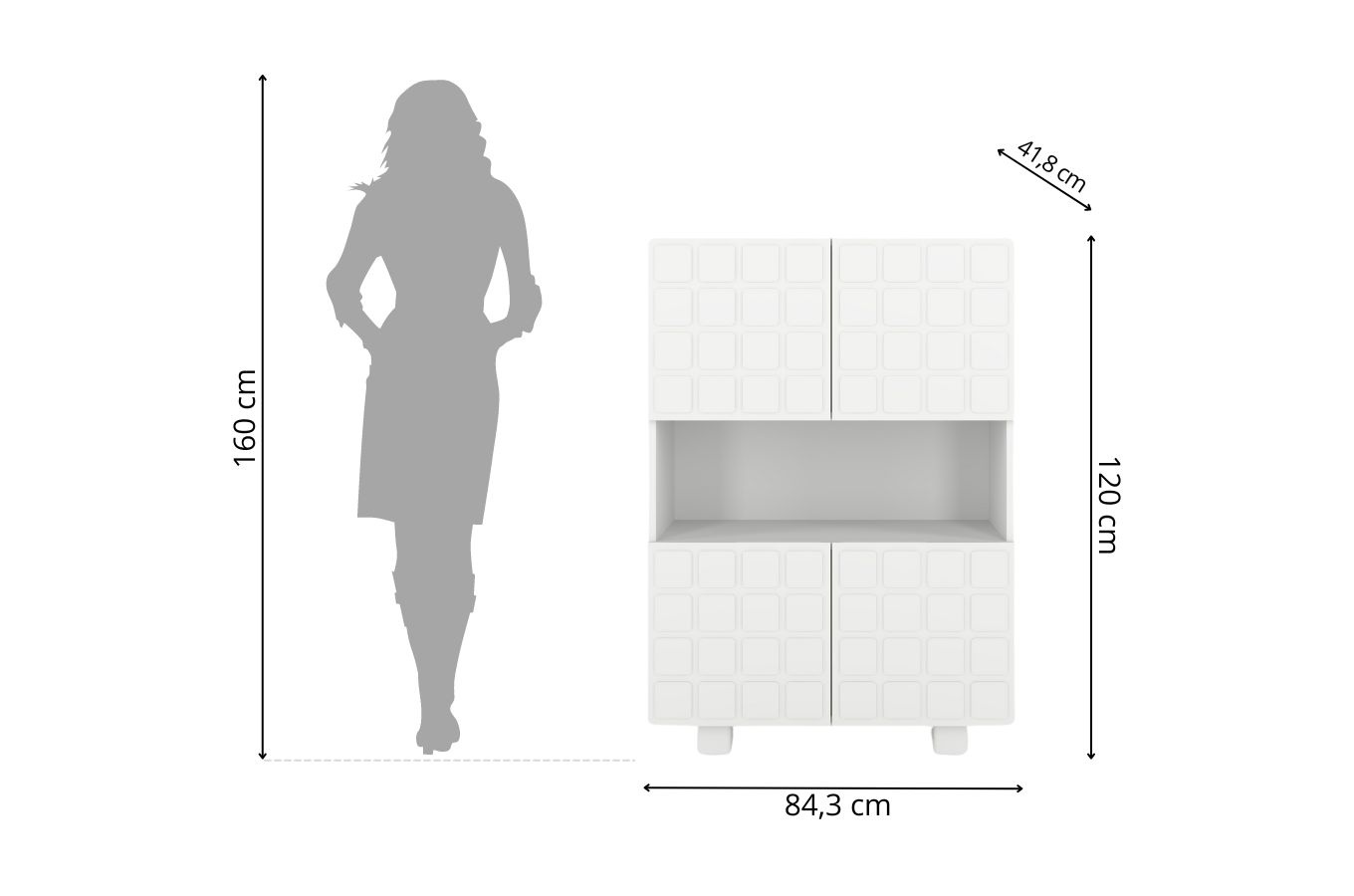 Nowoczesna komoda z frontami 3D Skandica CUBO HIGH / kolor biały / szer. 85 cm