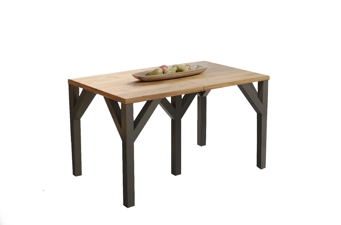 Nowoczesny rozkładany stół DUNAJ na metalowych nogach 130-405 x 90 cm (dąb craft)