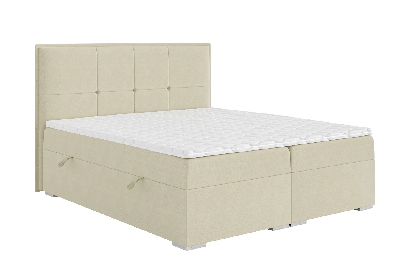 Eleganckie tapicerowane łóżko kontynentalne do sypialni EDWARD z pojemnikiem na pościel