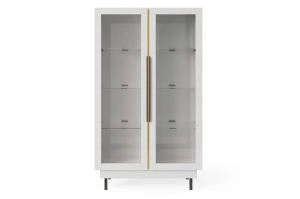 Elegancka biała witryna Dancan ARTEMISA ze złotymi dodatkami / szer. 100 cm