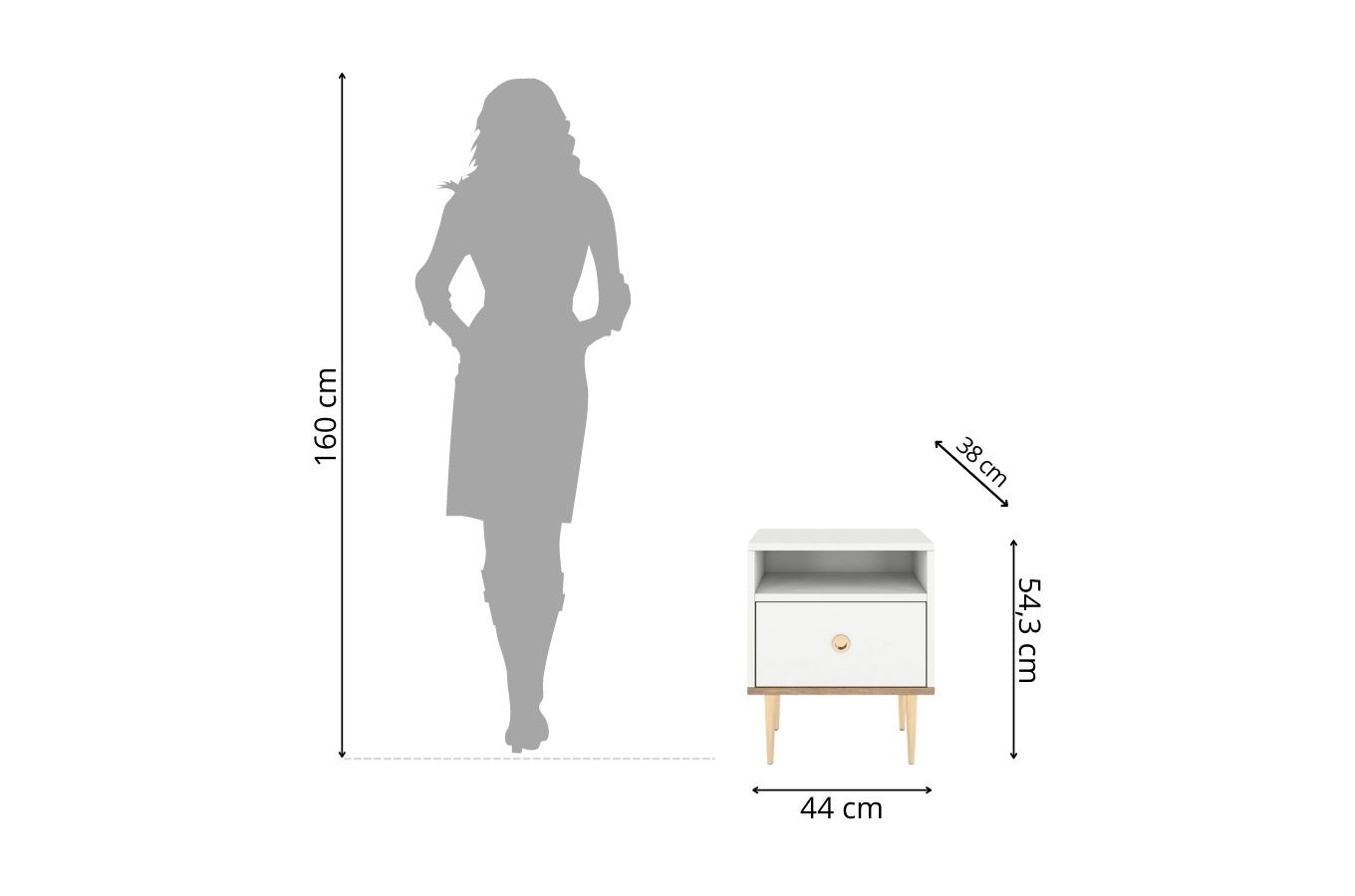Biała nowoczesna szafka nocna Skandica HARMONI / szer. 44 cm