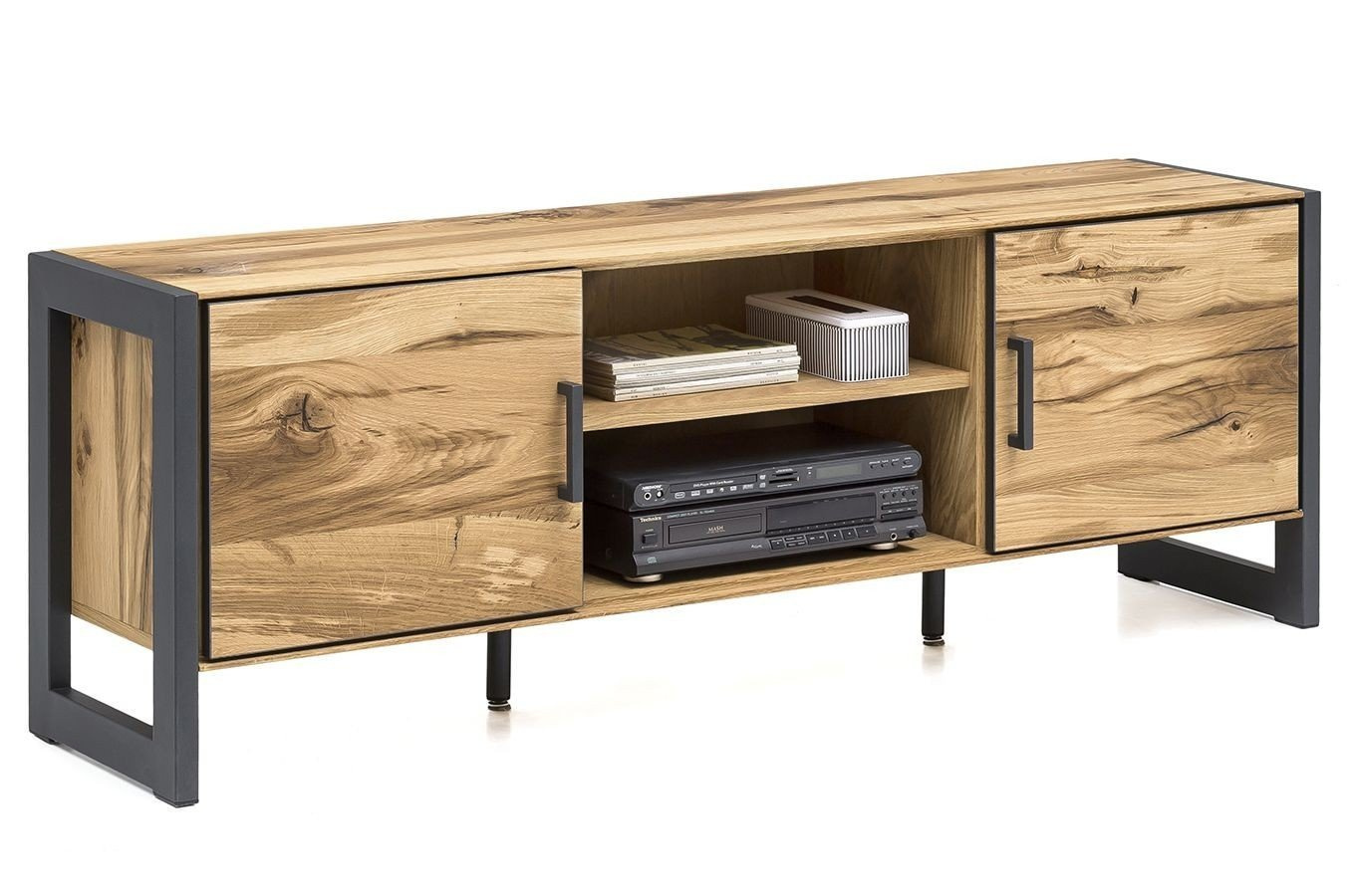 Nowoczesna dębowa szafka RTV TURID 2D / szer. 167,5 cm