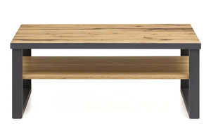 Nowoczesny dębowy stolik kawowy TURID na metalowych nogach / 115x65x46 cm