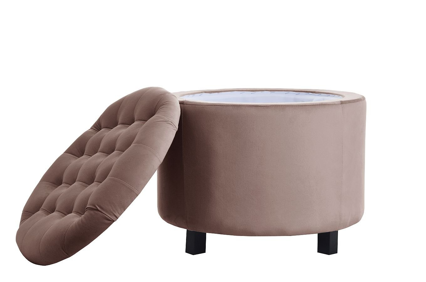 Tapicerowany puf ze schowkiem POMPADOUR i zdejmowanym siedziskiem