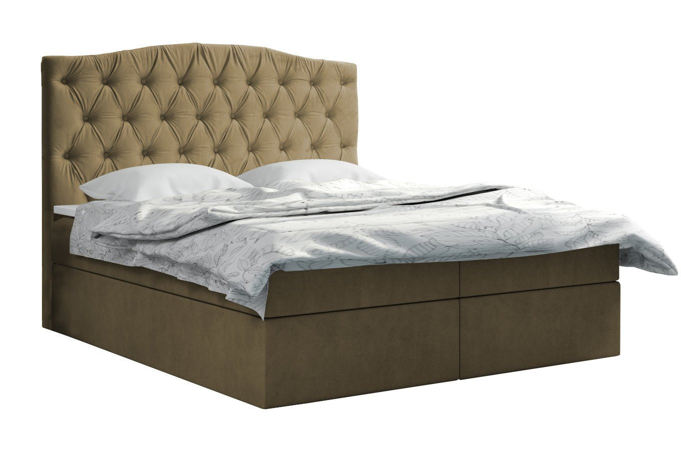 Tapicerowane łóżko kontynentalne SUSEAN z zagłówkiem w stylu glamour