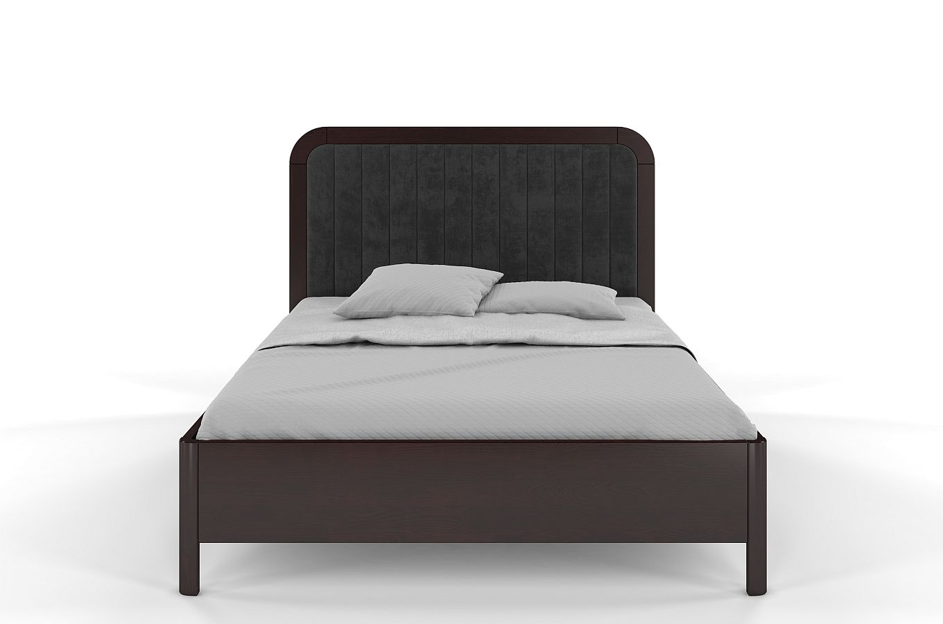 Tapicerowane łóżko drewniane sosnowe Visby MODENA BC z wysokim zagłówkiem (skrzynia na pościel)