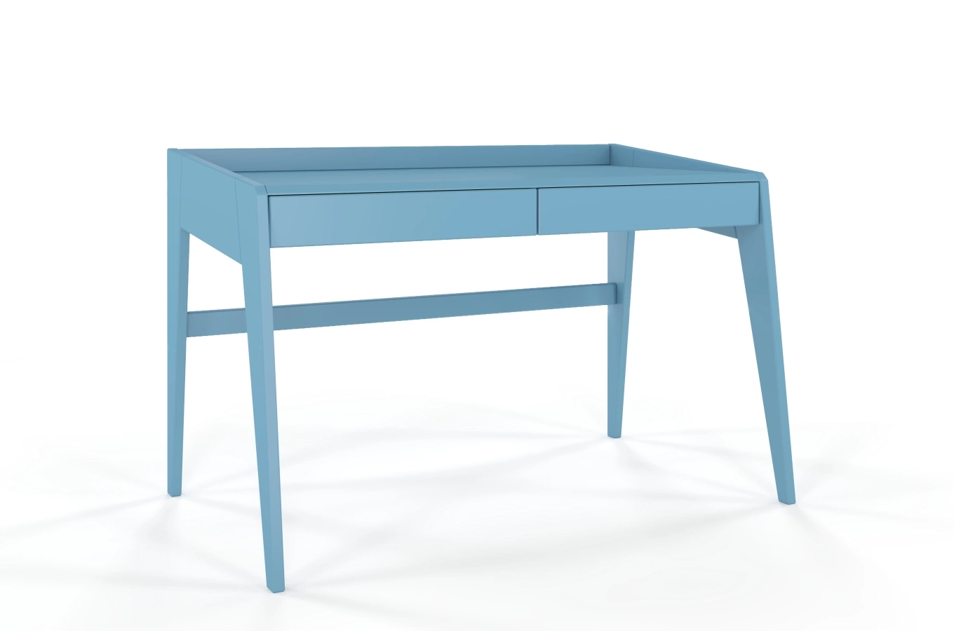 Drewniane biurko / toaletka z szufladami Visby LISA / kolor pastelowy niebieski / 125x70 cm