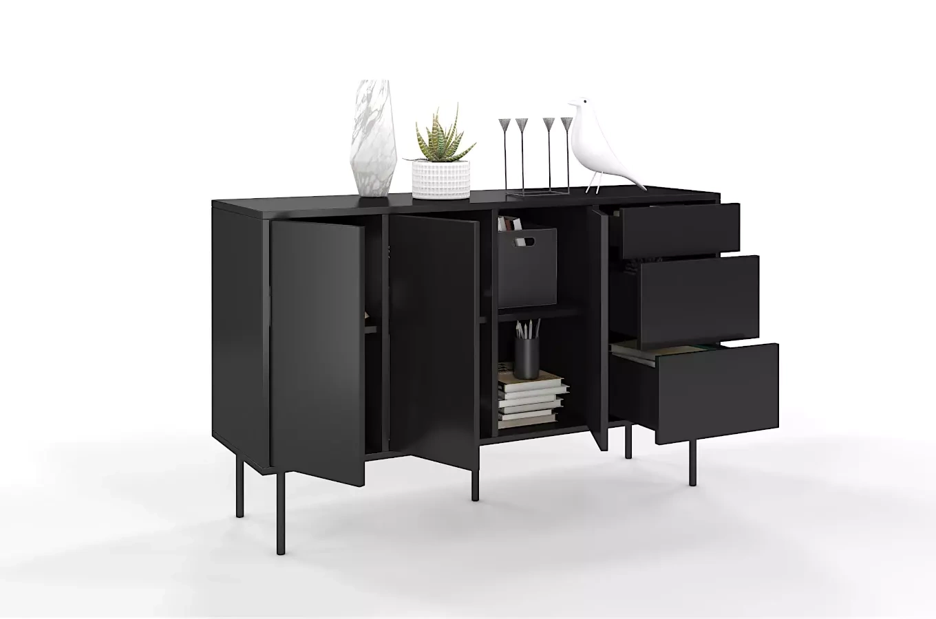 Czarna nowoczesna komoda Dancan MIRKA / szer. 130 cm