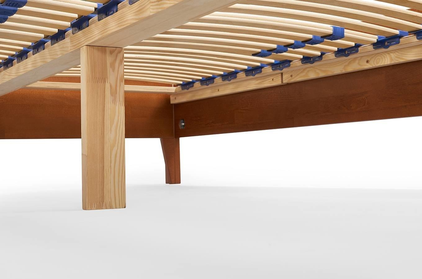 Tapicerowane łóżko drewniane bukowe Visby FRIDA z wysokim zagłówkiem / 140x200 cm, kolor palisander, zagłówek French Velvet 652