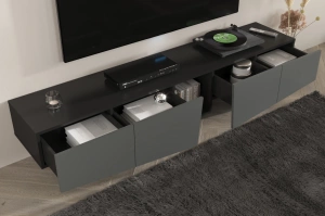 Nowoczesna szara szafka RTV z szufladami Skandica WING / szer. 200 cm