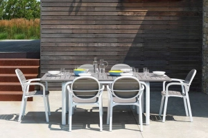 Zestaw mebli do ogrodu - rozkładany stół ALLORO 210-280 cm + 6 krzeseł PALMA