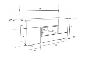 Komoda drewniana T-MAC / szer. 180 cm