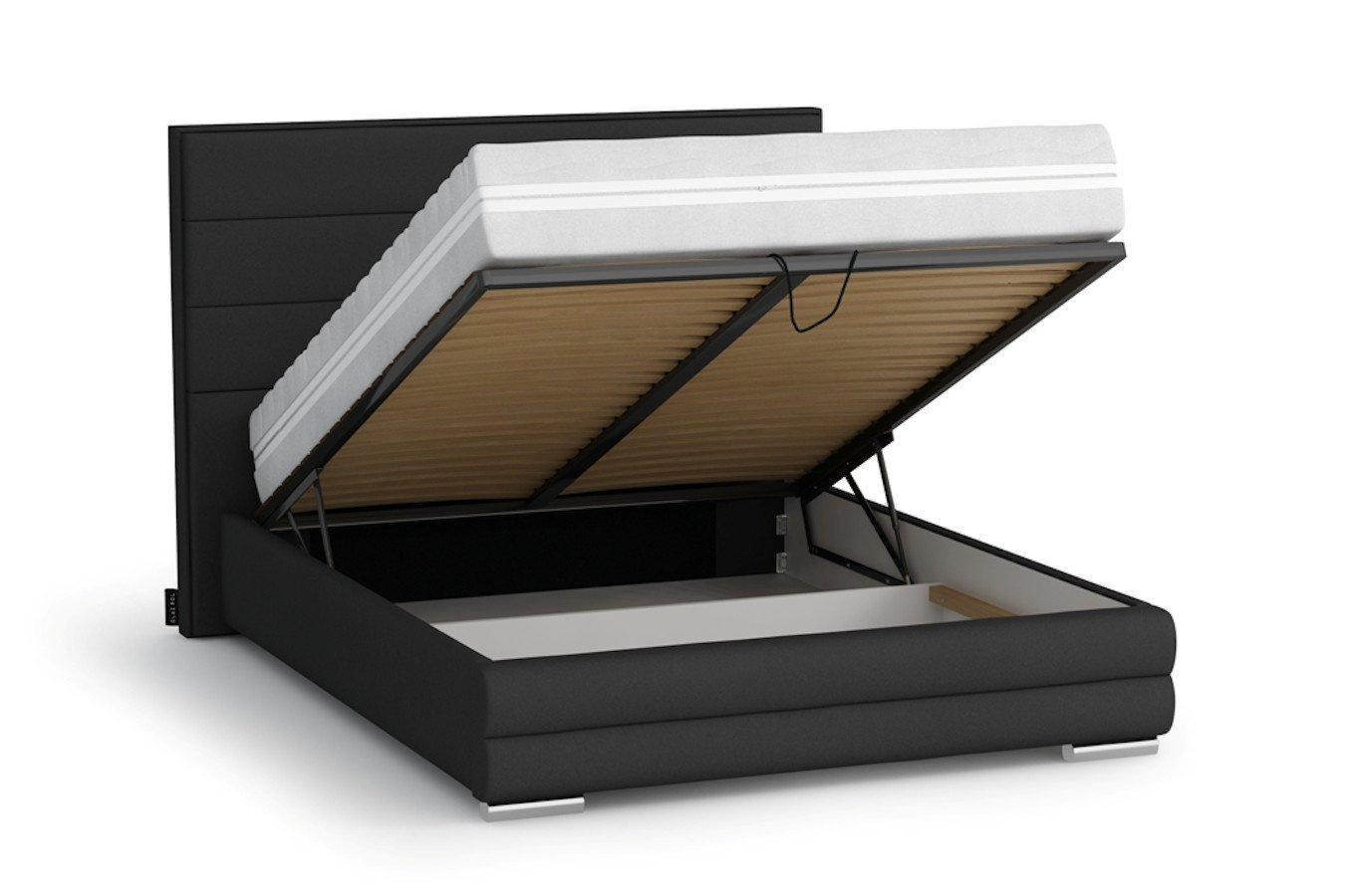 Eleganckie łóżko tapicerowane do sypialni URBANO z poziomymi przeszyciami na zagłówku