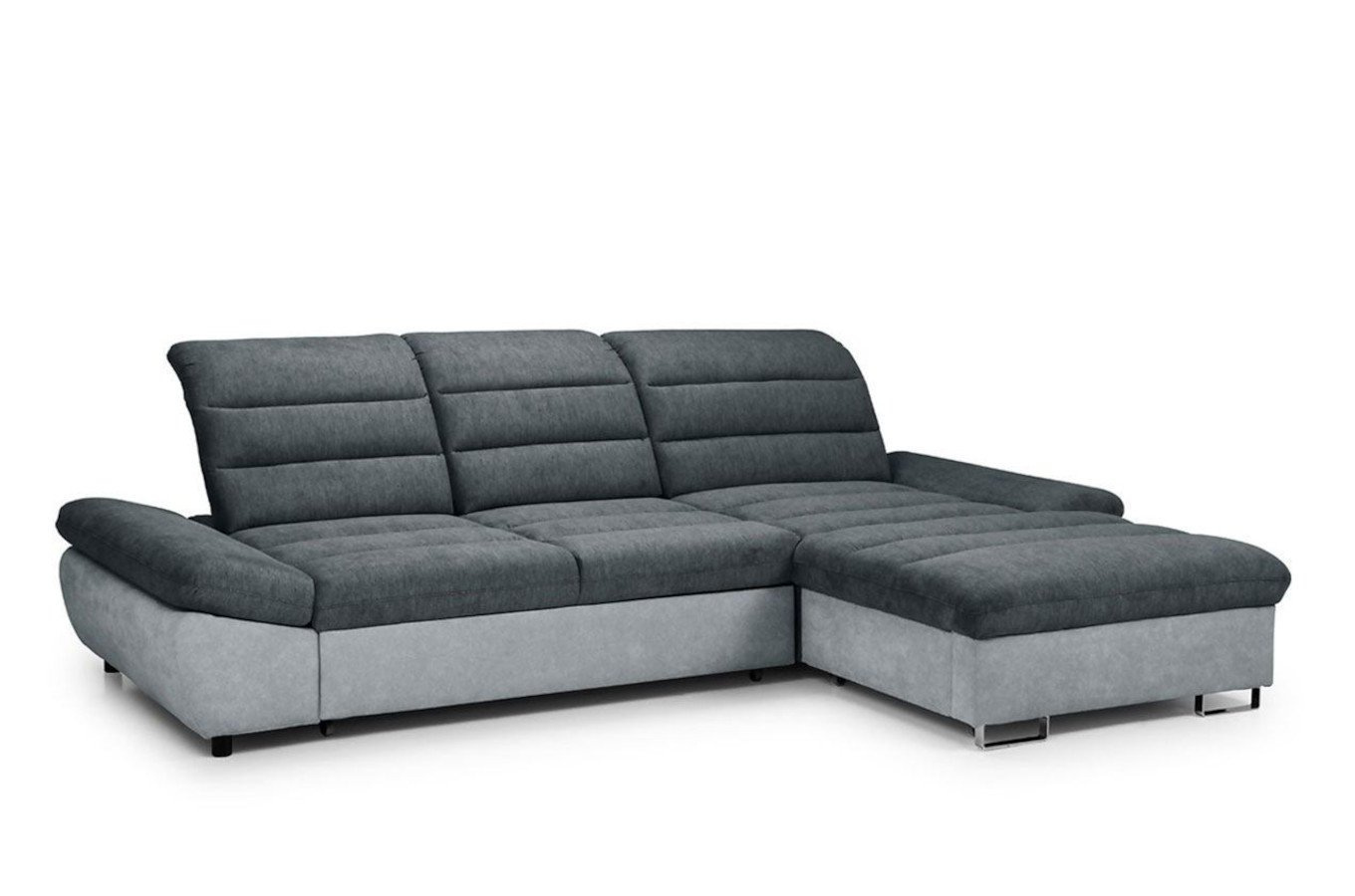 Nowoczesny narożnik ROCCA z pojemnikiem na pościel i funkcją spania