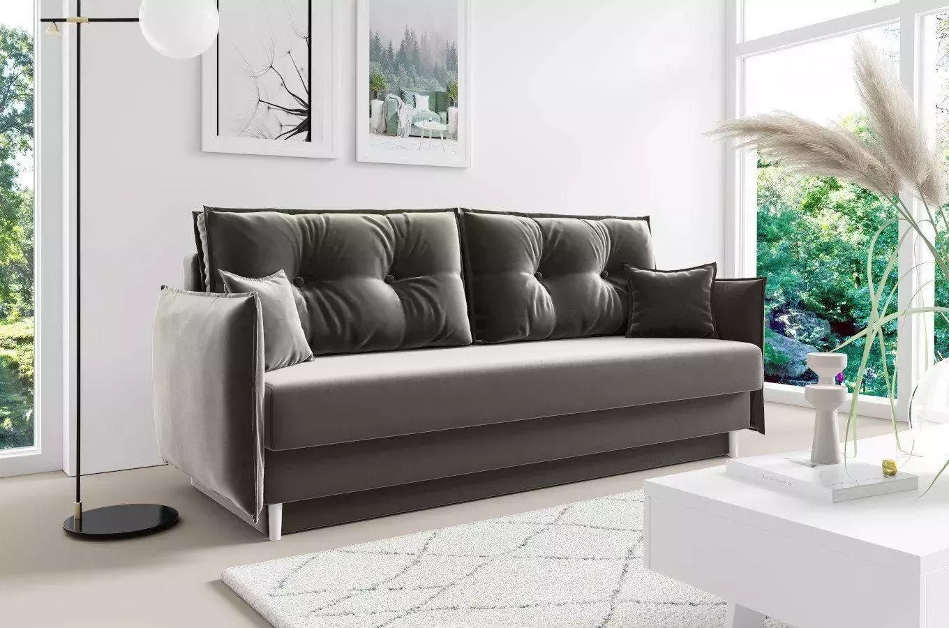 Elegancka sofa BRADLEY z funkcją spania i pojemnikiem na pościel