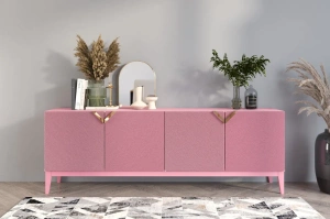 Drewniana komoda Visby DEMI LONG / kolor pudrowy róż / szer. 201,5 cm