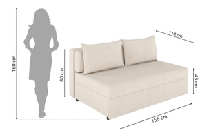 Czarna rozkładana sofa Dancan OLGA z funkcją spania i pojemnikiem na pościel / szerokość 156 cm