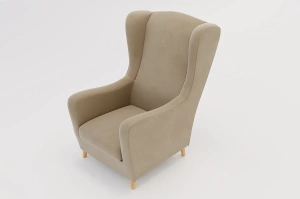 Beżowy fotel uszak Skandica AGNETA / nóżki naturalne