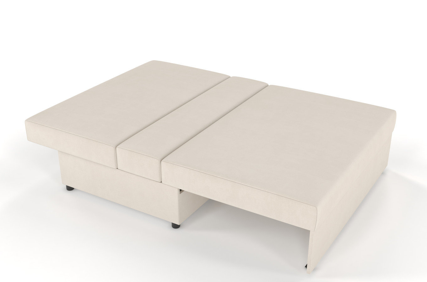 Beżowa rozkładana sofa Dancan OLGA z funkcją spania i pojemnikiem na pościel / szerokość 136 cm