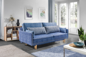 Nowoczesna sofa CORDOBA z funkcją spania i pojemnikiem na pościel