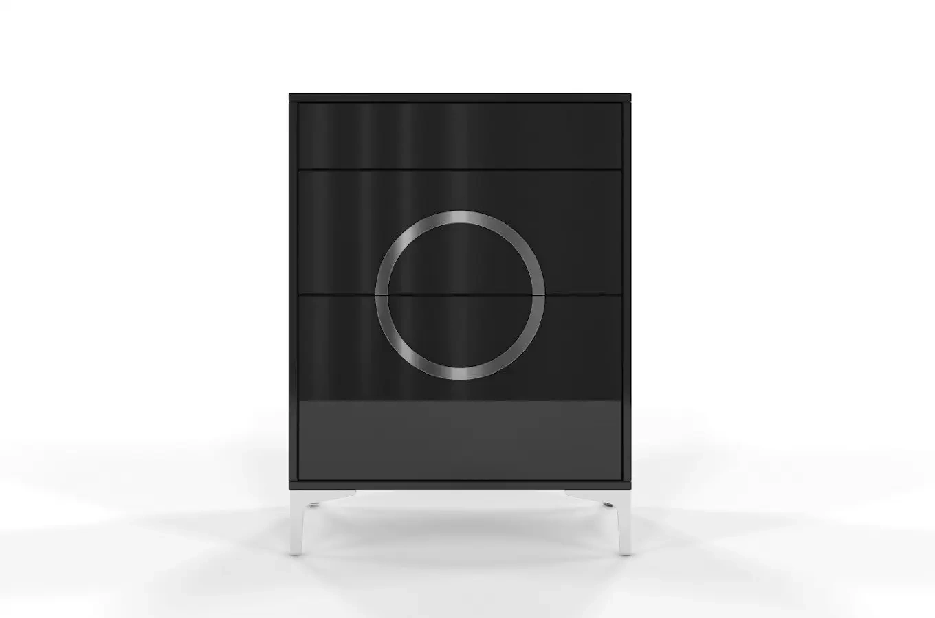 Elegancki, czarny zestaw mebli do przedpokoju Dancan EVELINE / wysoki połysk