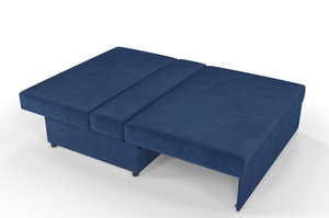 Granatowa rozkładana sofa Dancan OLGA z funkcją spania i pojemnikiem na pościel / szerokość 136 cm
