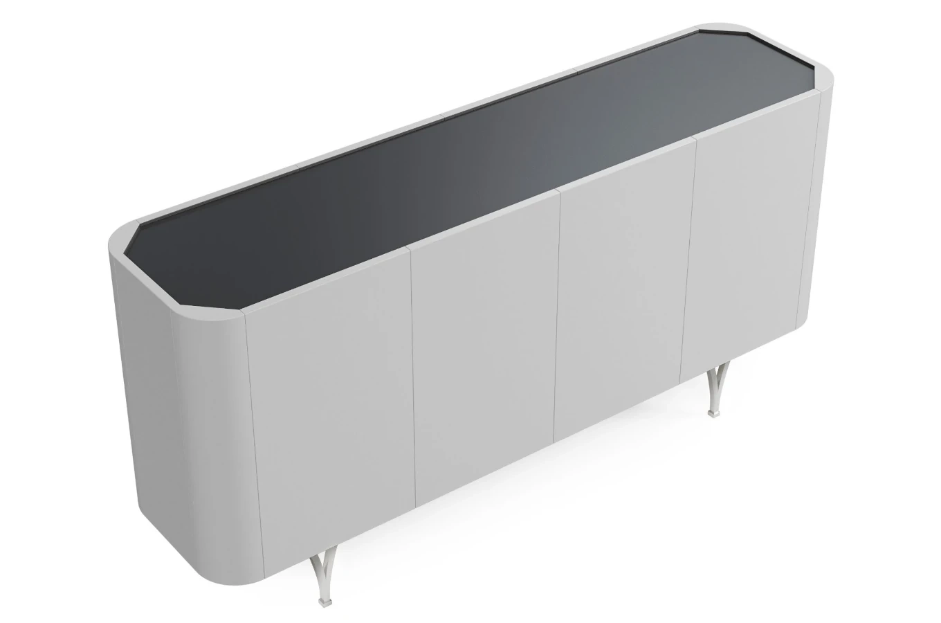 Nowoczesna szara komoda Dancan MONZA ze srebrnymi nóżkami / szer. 160 cm